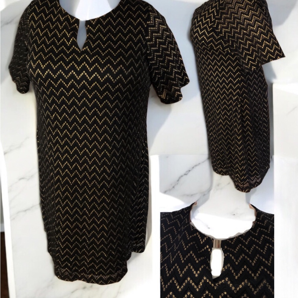 Studio One 20W Black Dress with Gold Pattern